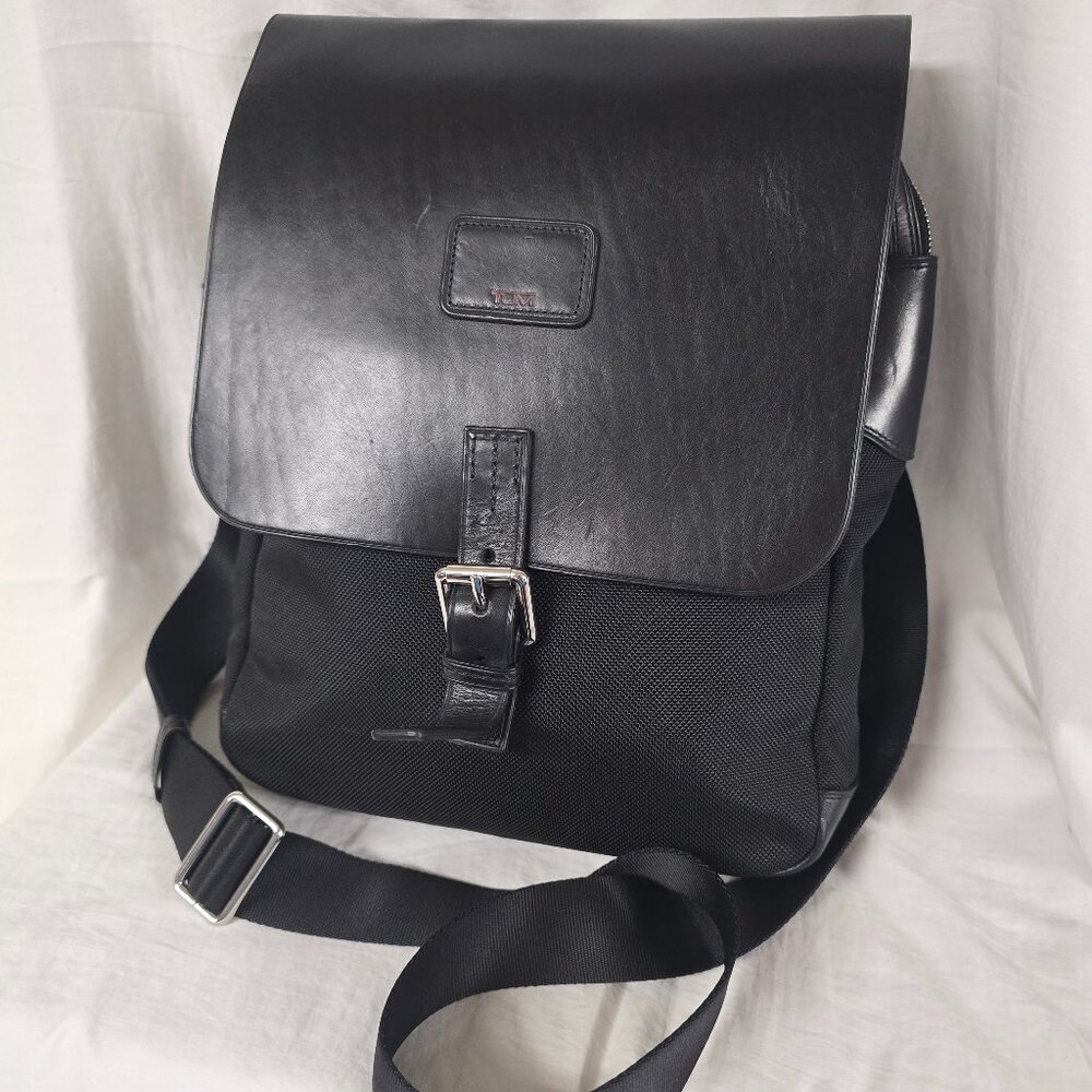 Tumi Penfold Carry More Satchel - Black Leather & Ballistic Nylon